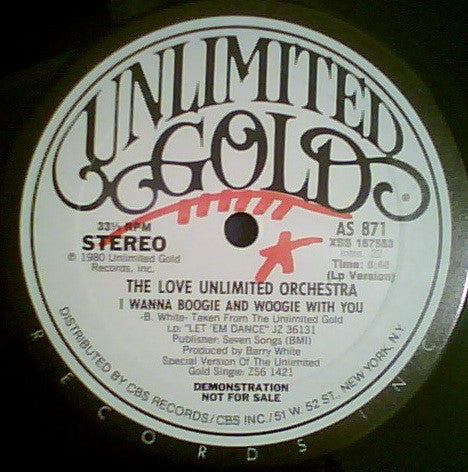 The Love Unlimited Orchestra* : I Wanna Boogie And Woogie With You (12", Promo)