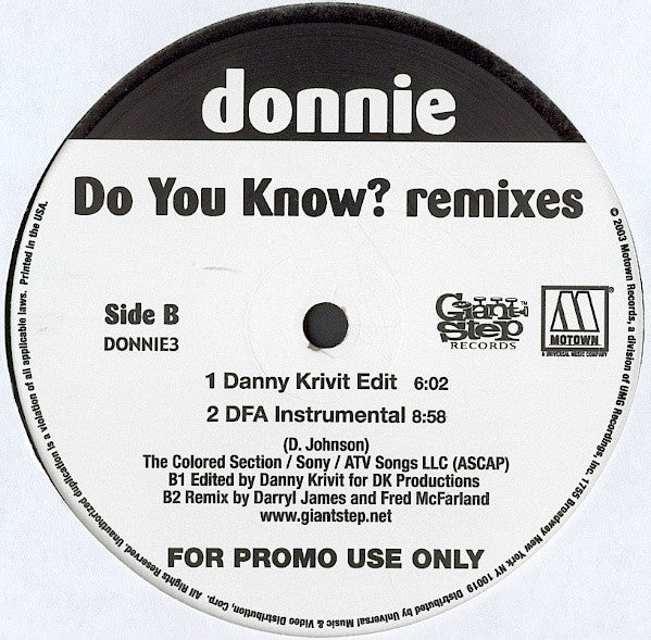 Donnie : Do You Know? (Remixes) (12", Promo)