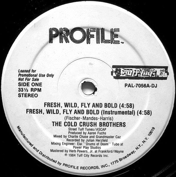 The Cold Crush Brothers* : Fresh, Wild, Fly And Bold (12", Promo)