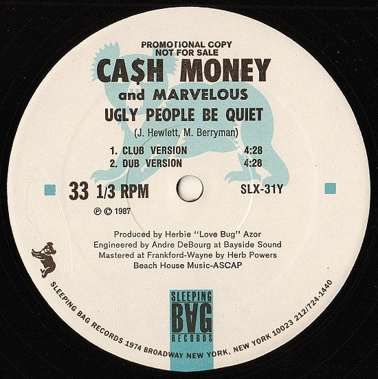 Ca$h Money And Marvelous* : Play It Kool / Ugly People Be Quiet (12", Promo)