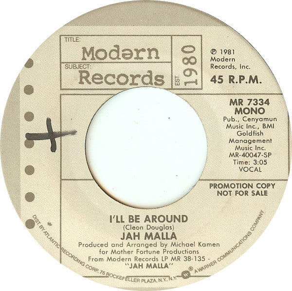 Jah Malla : I'll Be Around (7", Promo)