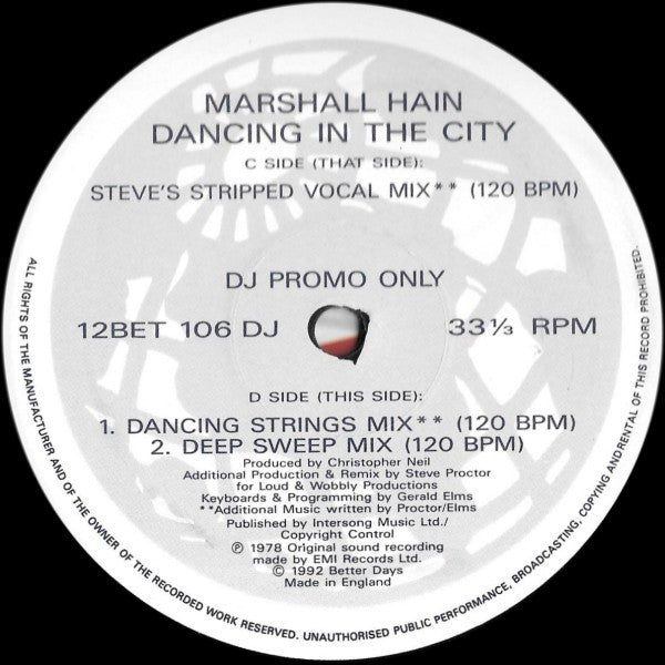 Marshall Hain : Dancing In The City (12", Promo)