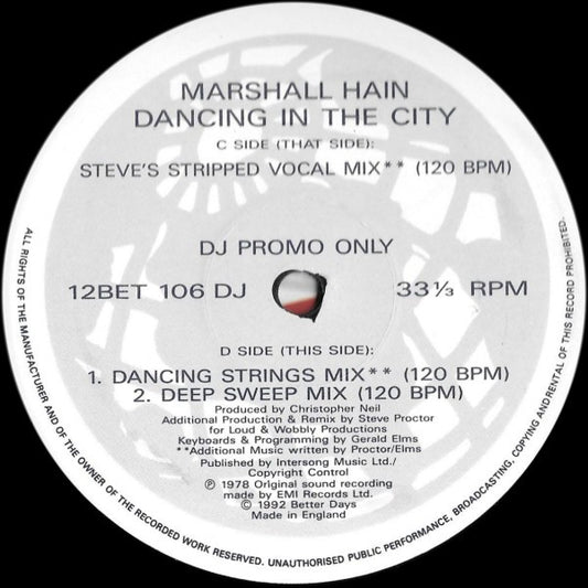 Marshall Hain : Dancing In The City (12", Promo)