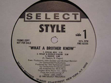 Style (2) : What A Brother Know (12", Promo)