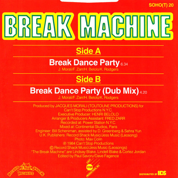 Break Machine : Break Dance Party (12", Single)