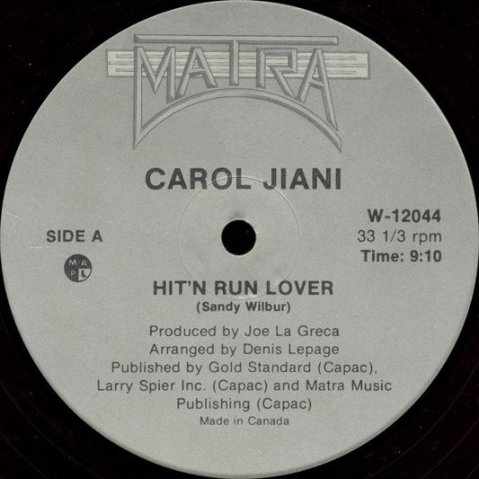 Carol Jiani : Hit 'N Run Lover / All The People Of The World (12", RP, Sil)