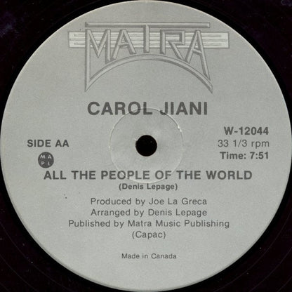 Carol Jiani : Hit 'N Run Lover / All The People Of The World (12", RP, Sil)