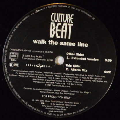 Culture Beat : Walk The Same Line (2x12", Promo)
