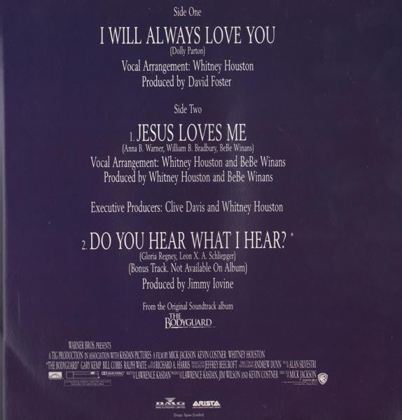 Whitney Houston : I Will Always Love You (12", Single)