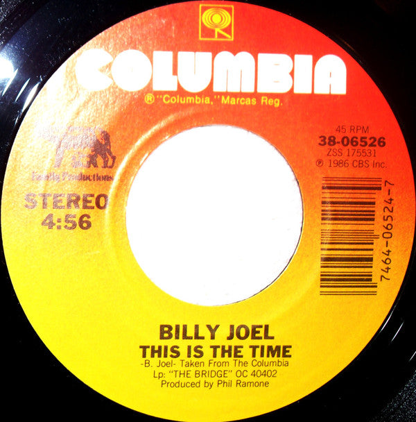 Billy Joel : This Is The Time (7", Styrene, Pit)