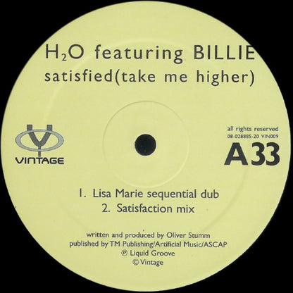 H2O Featuring Billie : Satisfied (Take Me Higher) (12")