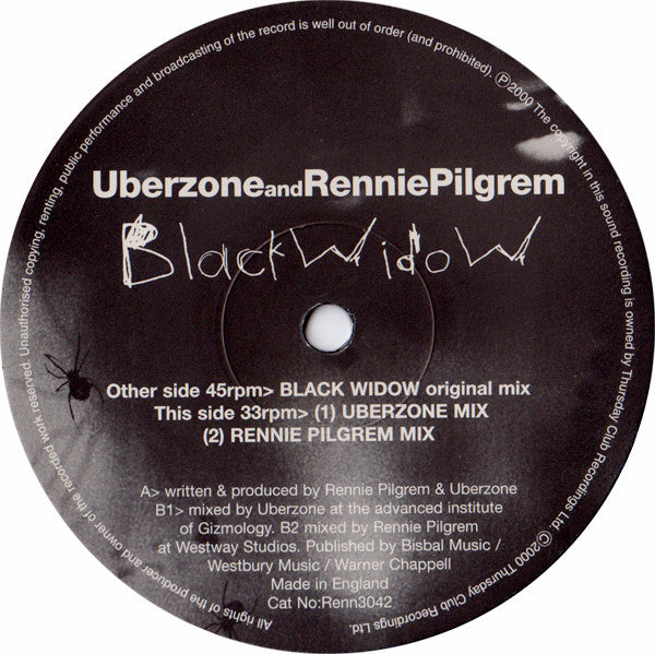 Uberzone And Rennie Pilgrem* : Black Widow (12")