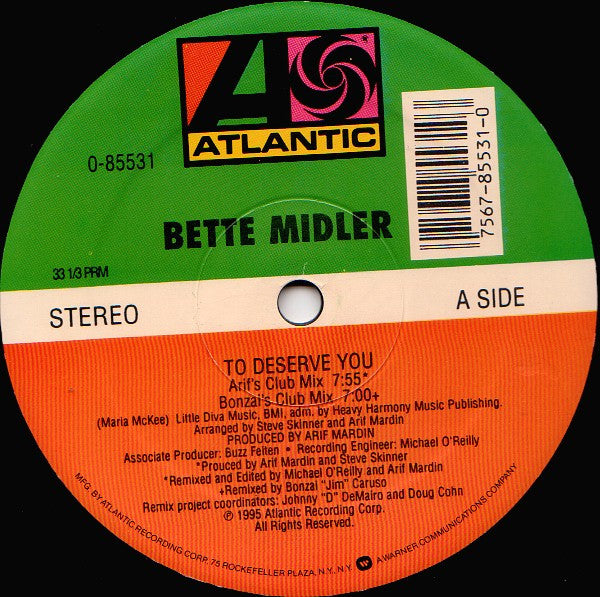 Bette Midler : To Deserve You (12")