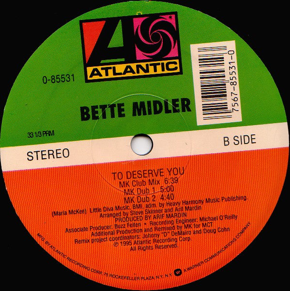 Bette Midler : To Deserve You (12")