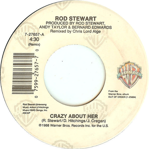 Rod Stewart : Crazy About Her (7", Single)