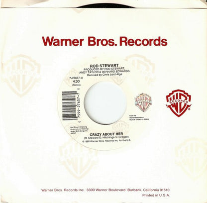 Rod Stewart : Crazy About Her (7", Single)