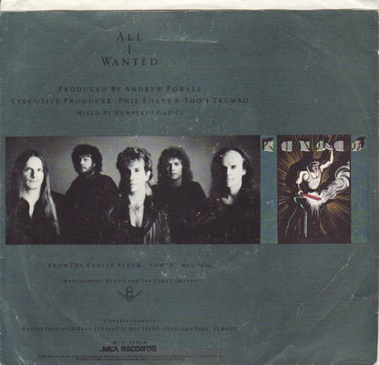 Kansas (2) : All I Wanted (7", Single, Pin)