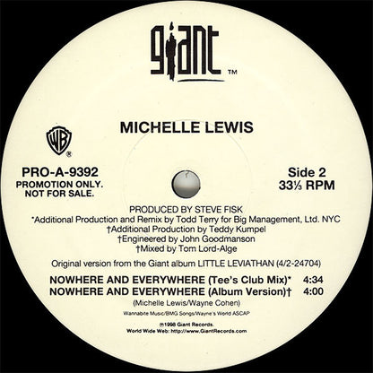 Michelle Lewis : Nowhere And Everywhere (12", Promo)