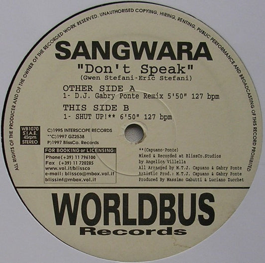 Sangwara : Don't Speak (12")