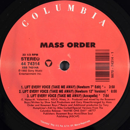 Mass Order : Lift Every Voice (Take Me Away) (12")