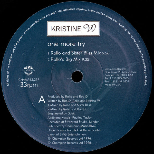 Kristine W : One More Try (2x12")
