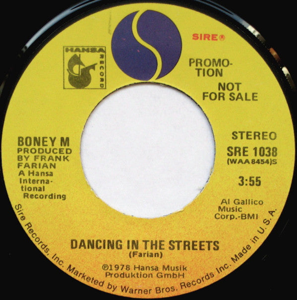 Boney M. : Dancing In The Streets (7", Single, Promo)