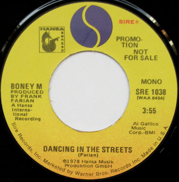Boney M. : Dancing In The Streets (7", Single, Promo)