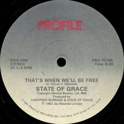 State Of Grace (3) : That's When We'll Be Free (12", Single)