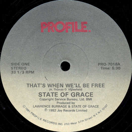 State Of Grace (3) : That's When We'll Be Free (12", Single)