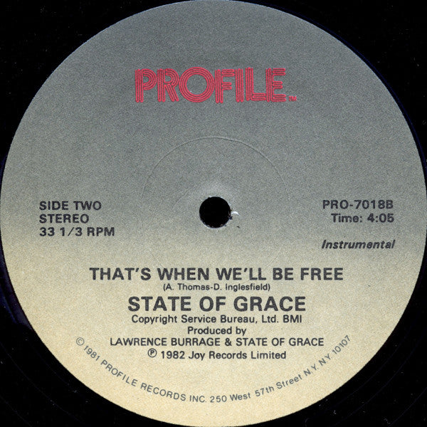 State Of Grace (3) : That's When We'll Be Free (12", Single)