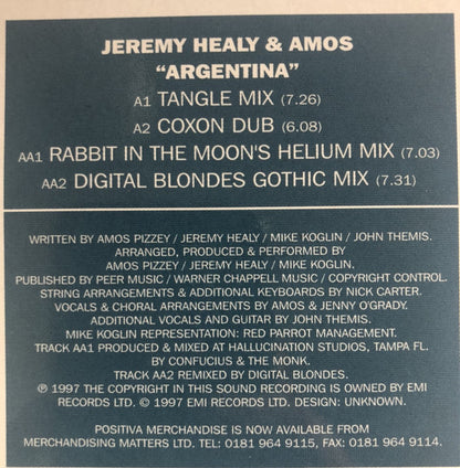 Jeremy Healy & Amos : Argentina (12")