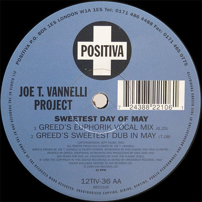 Joe T. Vannelli Project : Sweetest Day Of May (12")