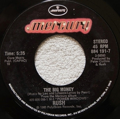 Rush : The Big Money (7", Single, Styrene, 19)