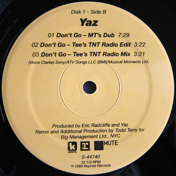 Yaz* : Don't Go / Situation (1999 Remixes) (2x12")