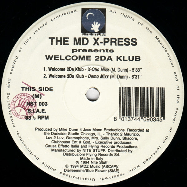 The MD X-Press* : Welcome 2Da Klub (12", Gen)