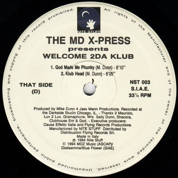 The MD X-Press* : Welcome 2Da Klub (12", Gen)