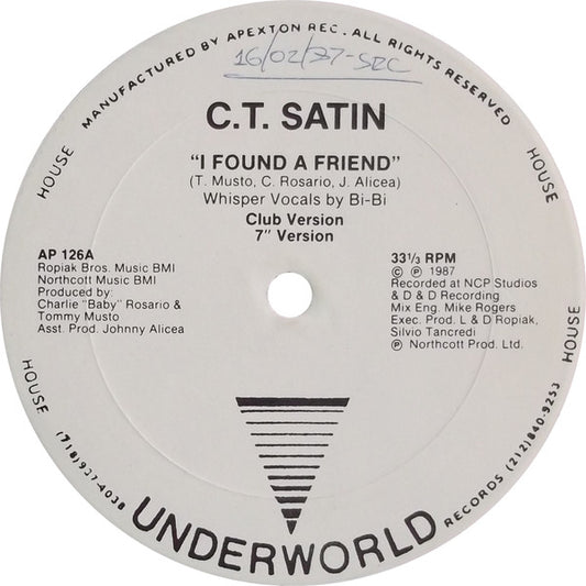 C.T. Satin : I Found A Friend (12")