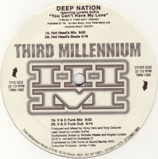 Deep Nation : You Can't Have My Love (12")