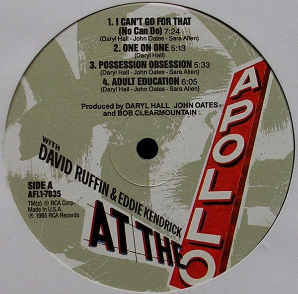 Daryl Hall & John Oates With David Ruffin & Eddie Kendricks : Live At The Apollo (LP, Album)