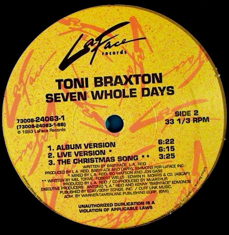 Toni Braxton : Seven Whole Days (12")