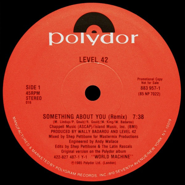 Level 42 : Something About You (Remix) (12", Promo, Ele)