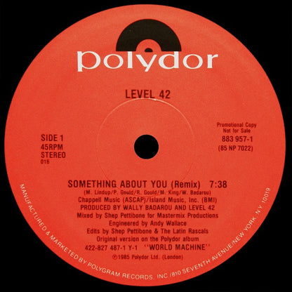 Level 42 : Something About You (Remix) (12", Promo, Ele)