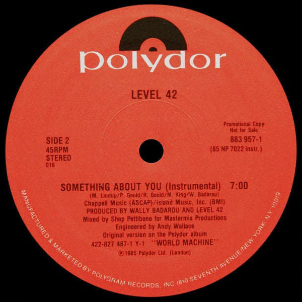 Level 42 : Something About You (Remix) (12", Promo, Ele)