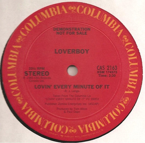 Loverboy : Lovin' Every Minute Of It (12", Single, Promo)