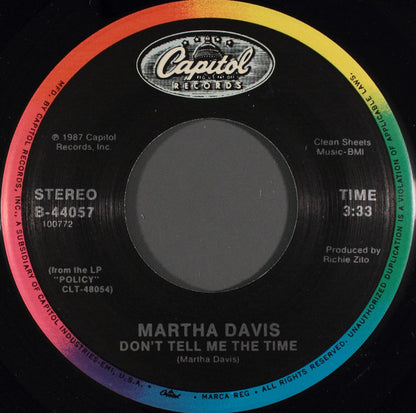 Martha Davis : Don't Tell Me The Time (7")