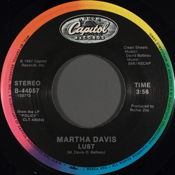 Martha Davis : Don't Tell Me The Time (7")