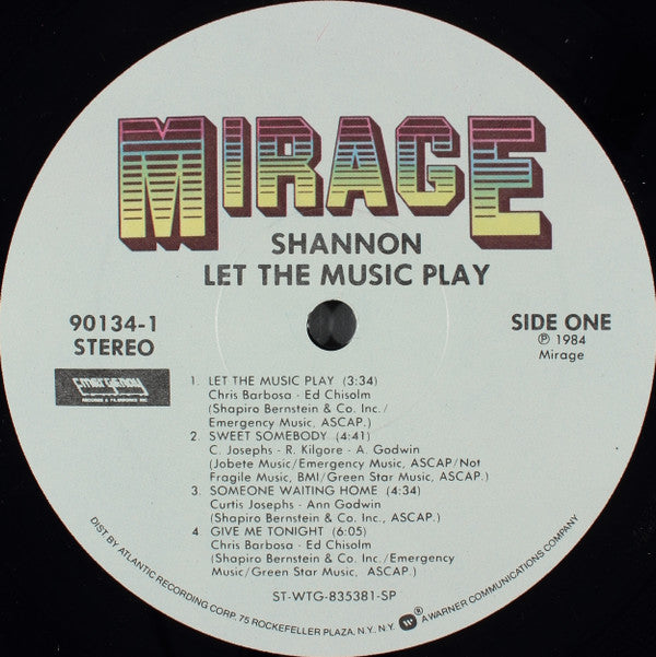 Shannon : Let The Music Play (LP, Album, SP )