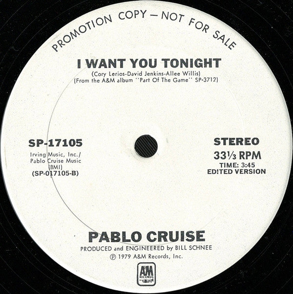 Pablo Cruise : I Want You Tonight (12", Single, Promo)