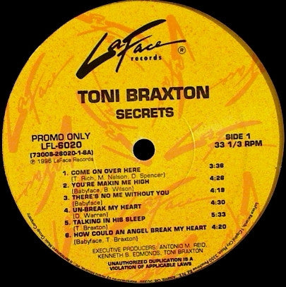 Toni Braxton : Secrets (LP, Album, Promo)