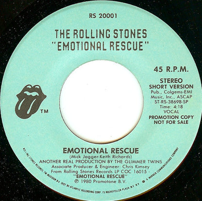 The Rolling Stones : Emotional Rescue (7", Single, Mono, Promo, SP )